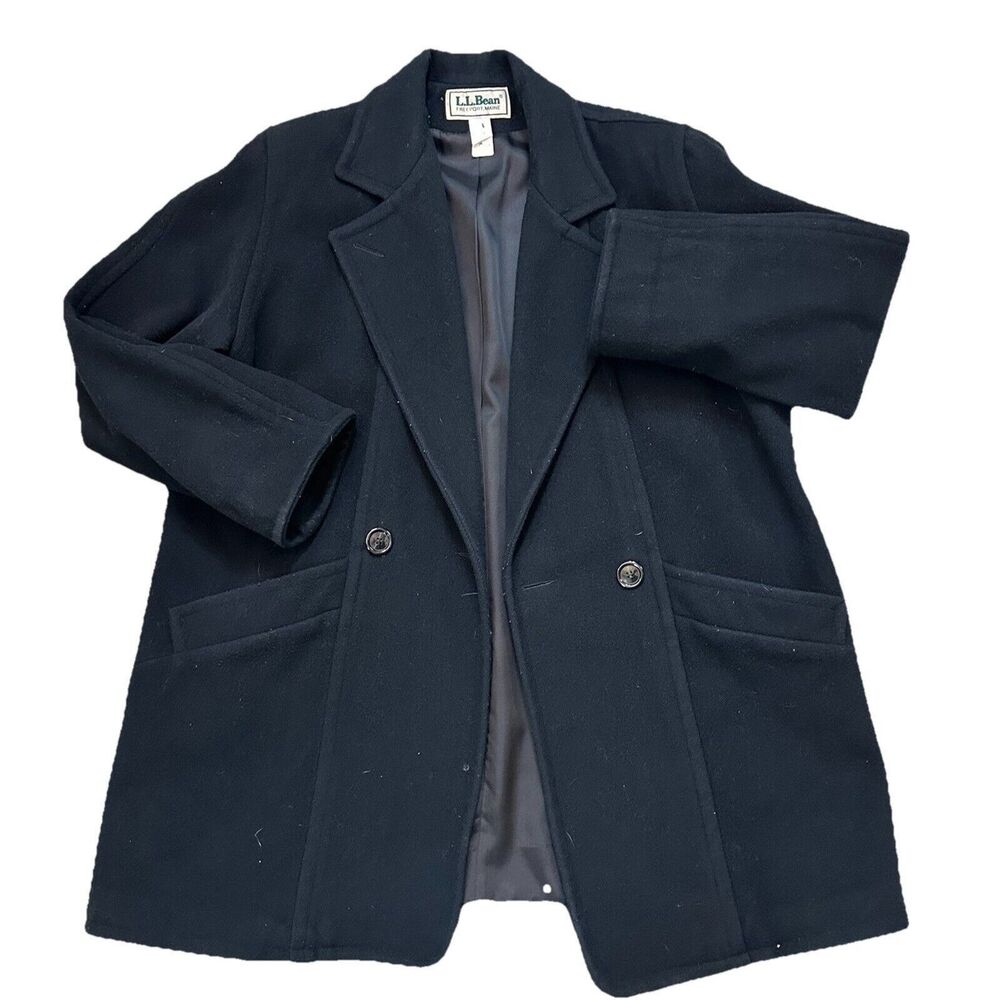 Vintage 80’s LL Bean Women’s Wool Blend Navy Pea Coat Size 16 XL